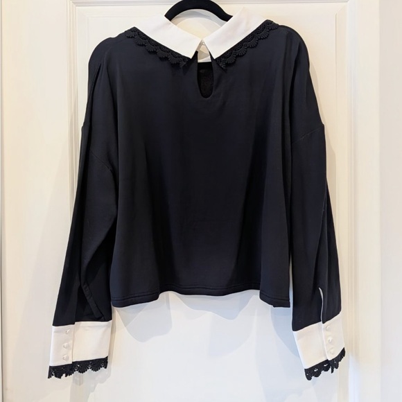 NWT Selkie Black & White “The Romantics” Sweater w/Lace Trim - 1X - Picture 2 of 6